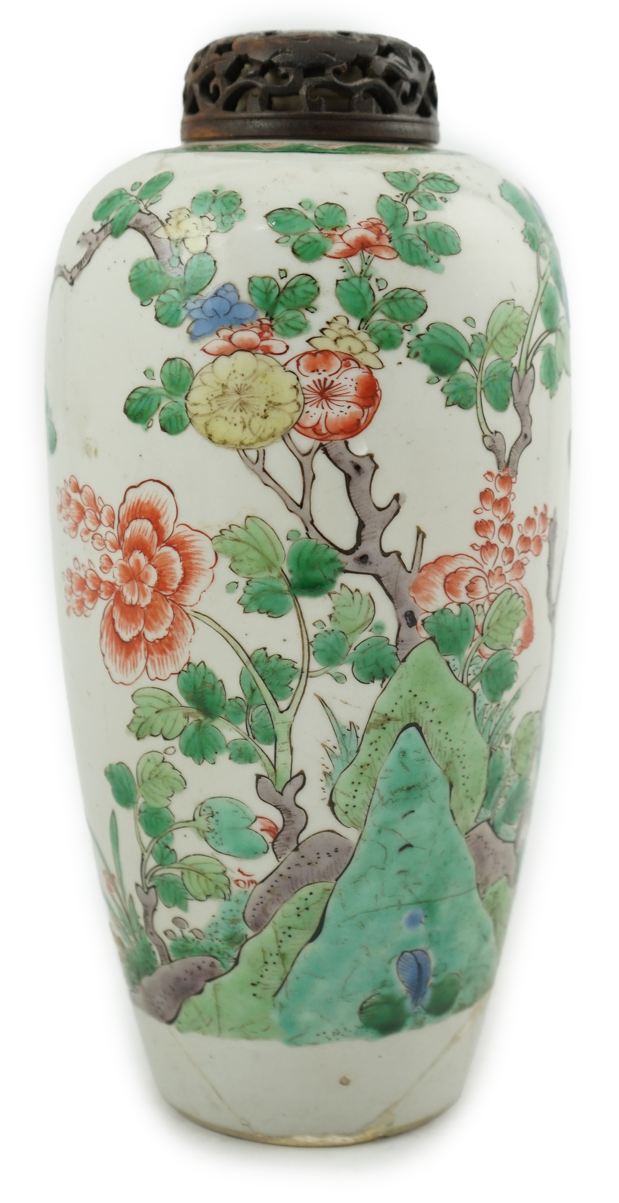 A Chinese famille verte jar, Kangxi period